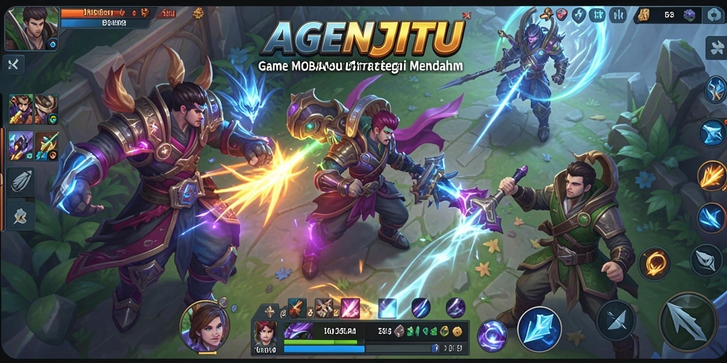 Screenshot gameplay AGENJITU yang penuh aksi dalam arena MOBA.