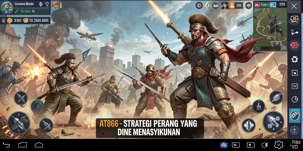 Screenshot gameplay AT866 menampilkan pertempuran strategi yang seru dan mendebarkan.