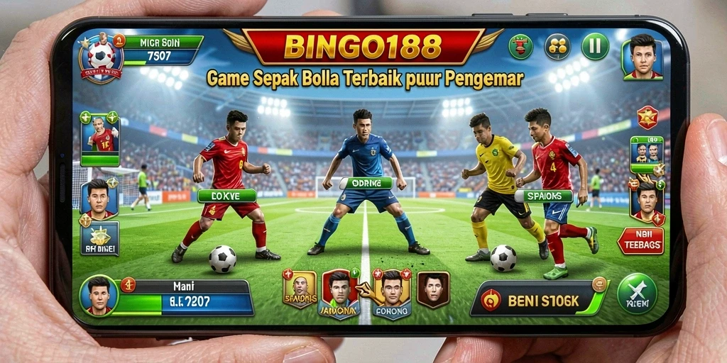 Tampilan gameplay BINGO188 yang seru dalam aksi pertandingan sepak bola.