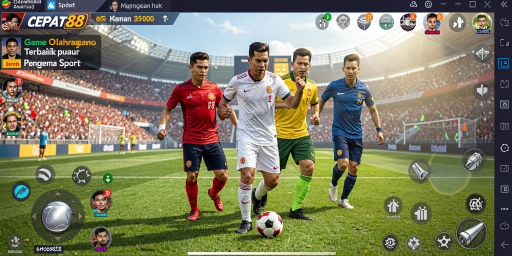 Screenshot menunjukkan aksi seru dalam permainan olahraga.