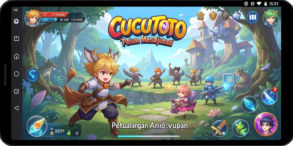 Tangkapan layar menunjukkan aksi seru dalam CUCUTOTO dengan karakter Anime yang menarik.