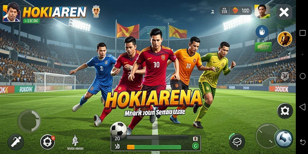 Screenshot utama HOKIARENA yang menampilkan aksi olahraga seru.
