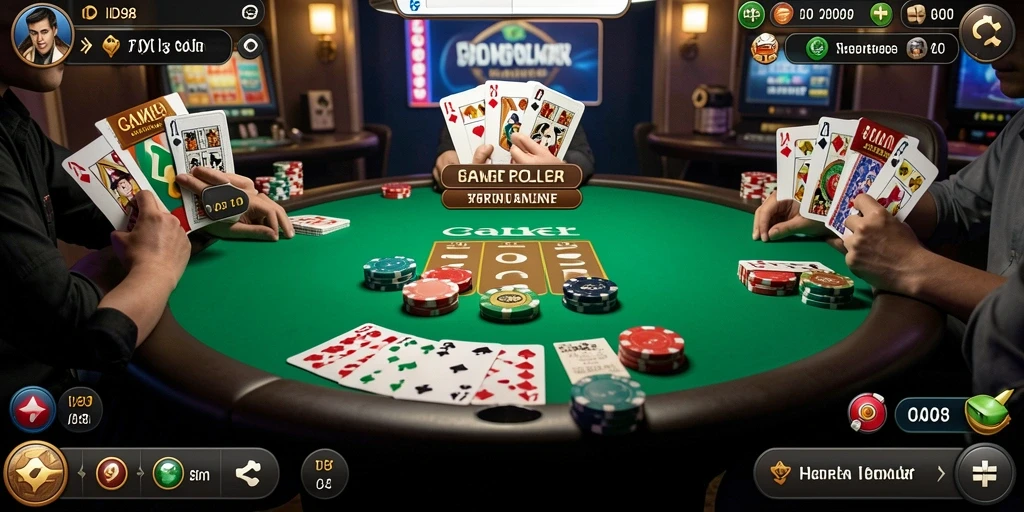 Tampilan gameplay seru dari ID098 dengan suasana permainan poker yang mendebarkan.
