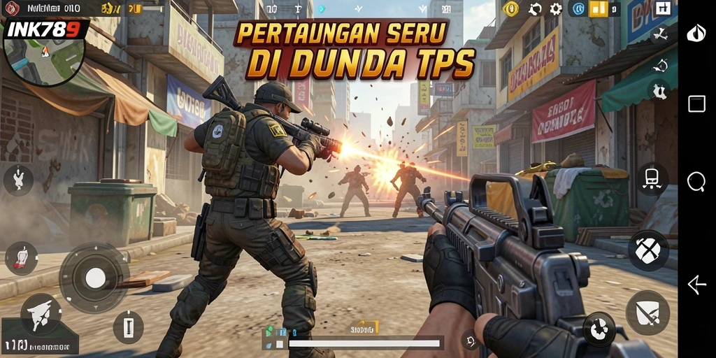 Screenshot utama menunjukkan aksi permainan intens di INK789.