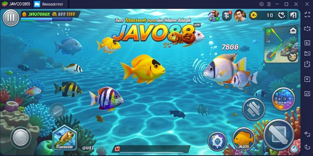 Tangkapan layar menampilkan aksi seru dalam game Tembak Ikan JAVO88.
