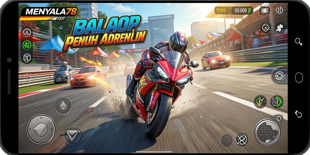 Tampilan gameplay inten di MENYALA78 dengan balapan mendebarkan.