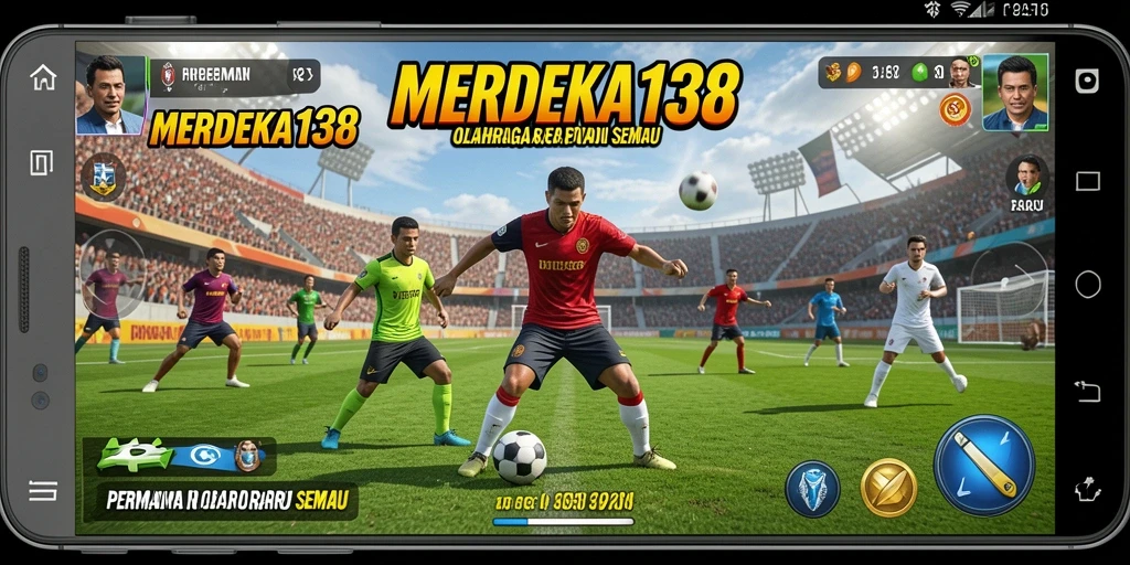 Tangkapan layar utama MERDEKA138 menampilkan gameplay aksi olahraga yang mendebarkan.
