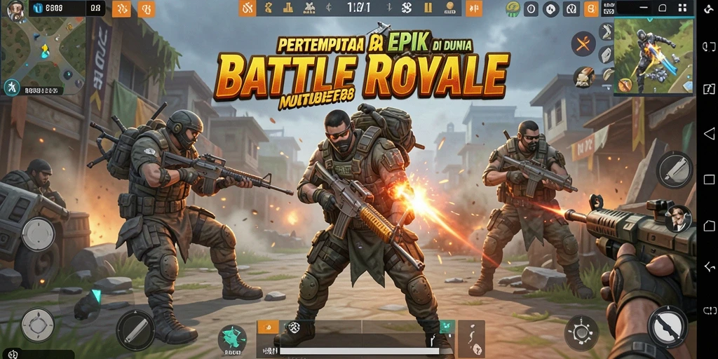 Gameplay seru dalam pertempuran Battle Royale yang mendebarkan.