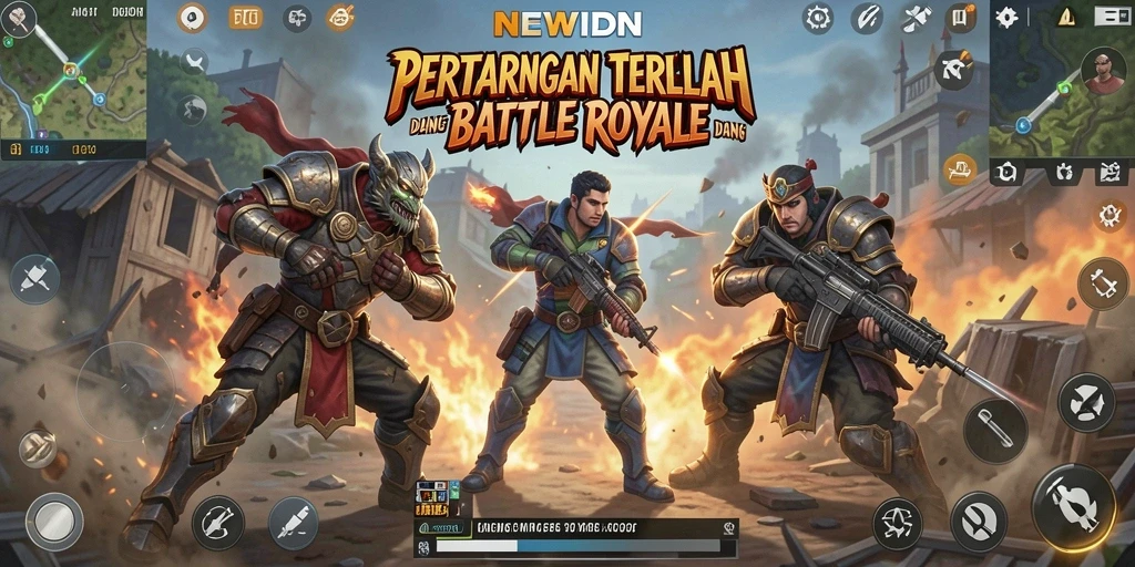 Screenshot gameplay pertarungan seru di NEWIDN Battle Royale.