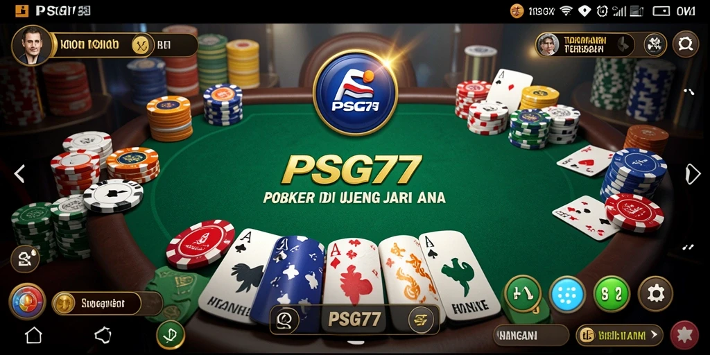 Screenshot gameplay PSG77 menunjukkan keseruan bermain poker di layar.