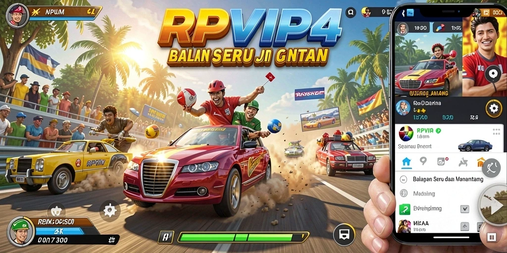 Screenshot utama RPVIP4 menampilkan aksi balap yang menegangkan dan grafis menakjubkan.