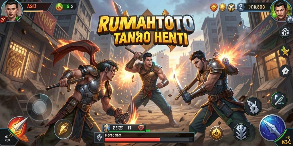 Gameplay RUMAHTOTO yang intens dalam pertarungan.