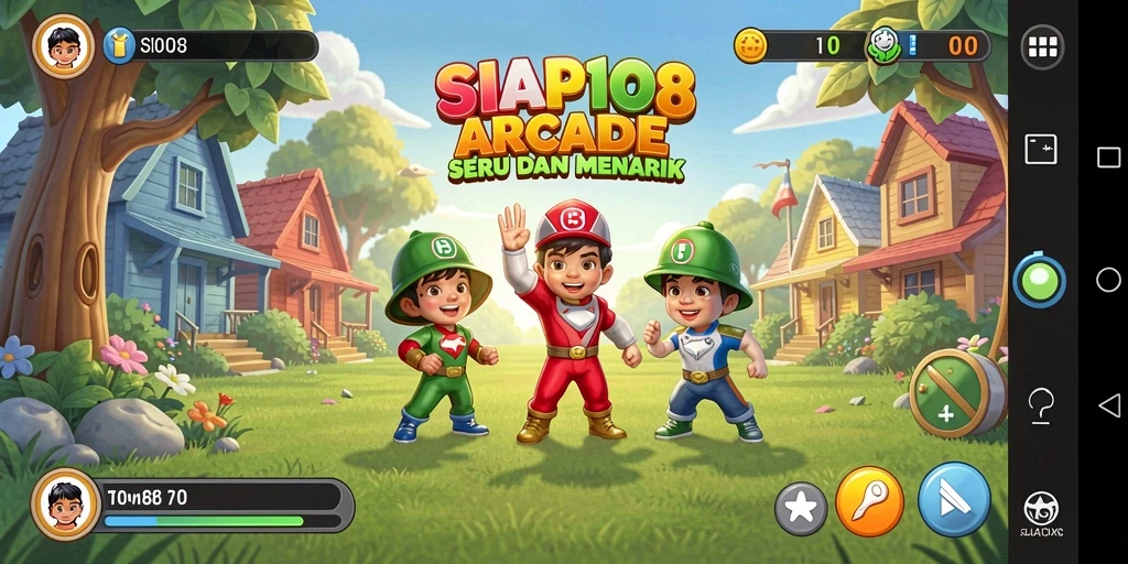 Screenshot utama SIAP108 menampilkan gameplay Arcade yang seru dan penuh aksi.