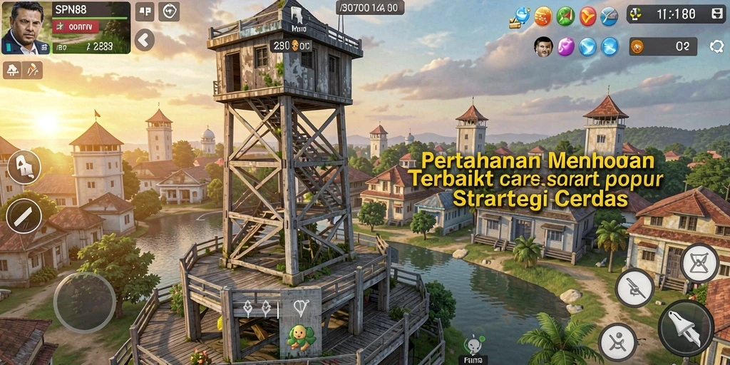 Tampilan gameplay SPN88 yang intens dalam Tower Defense.