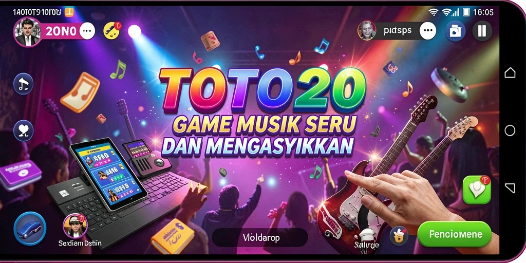 Screenshot gameplay TOTO20 yang menunjukkan aksi musik seru.